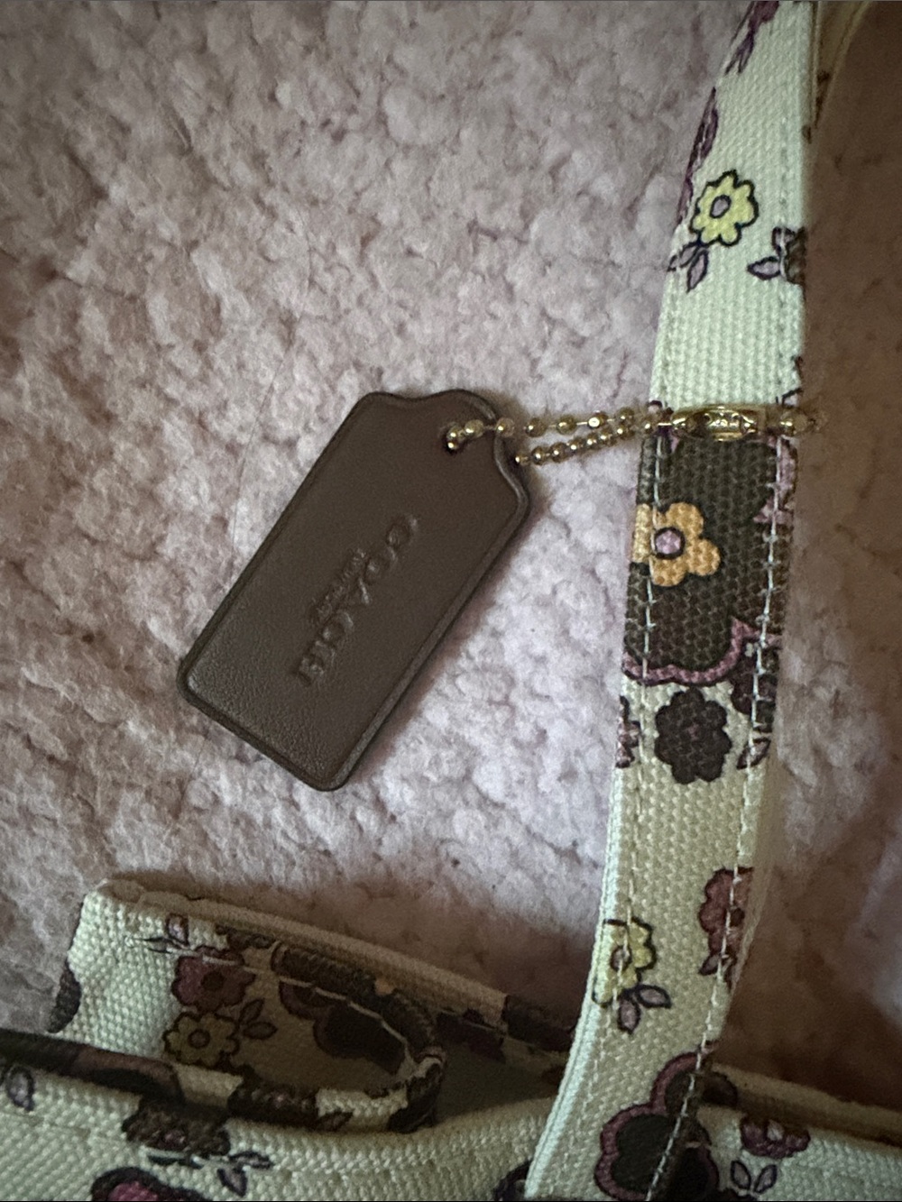 Coach Floral Canvas Tote in Cream, Pink and Brown - Picture 2 of 5